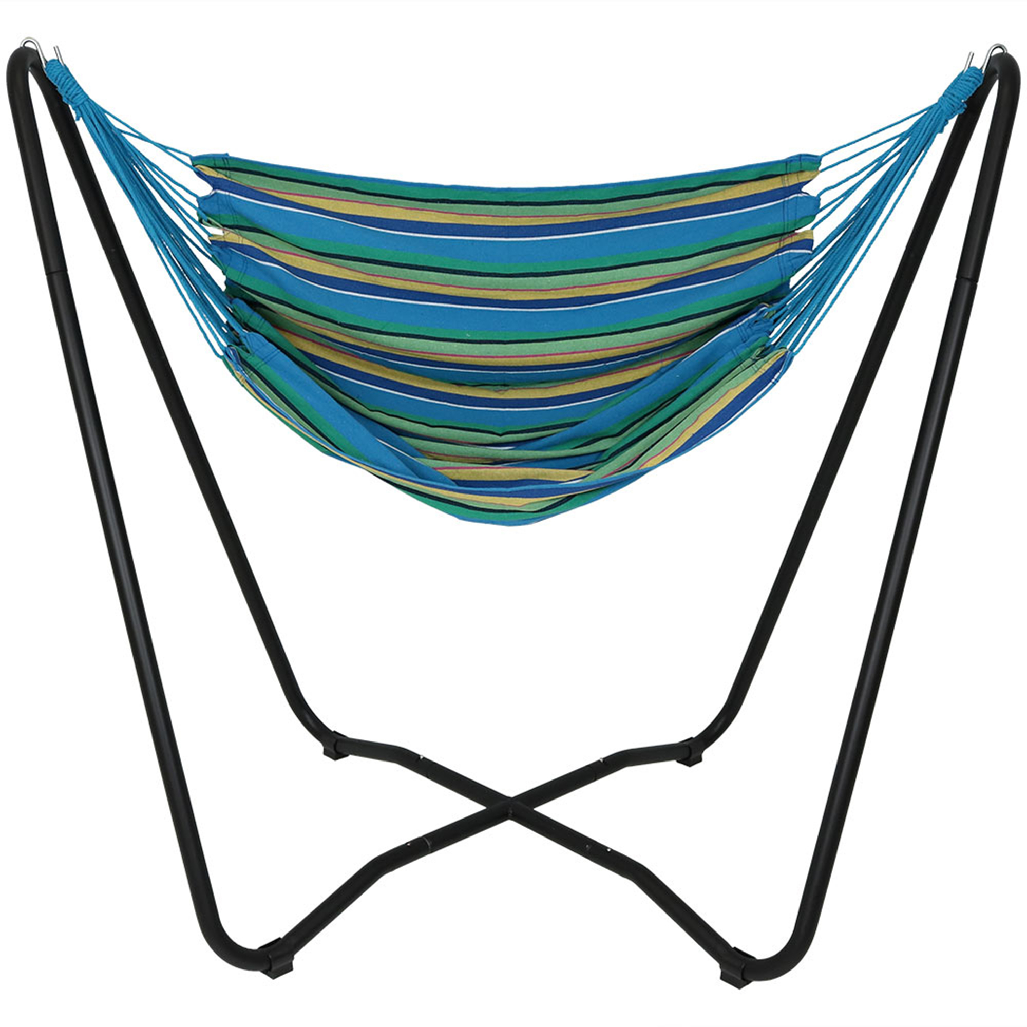 Sunnydaze Decor, Hanging Hammock Chair with Stand - Ocean Breeze, Color Blue, Capacity 330 lb, Material Steel, Model# HH-HCHAS-OB-Combo